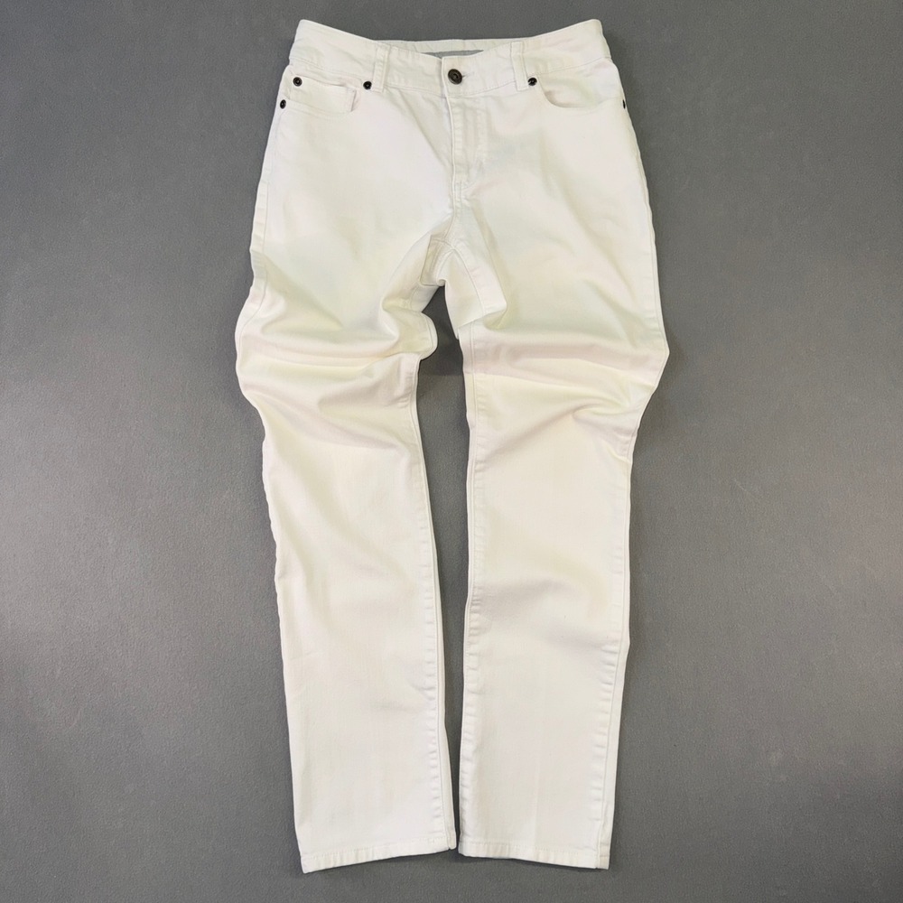 Chicos Platinum Denim Ultimate Fit Slim Leg White Jeans Size 00 Regular